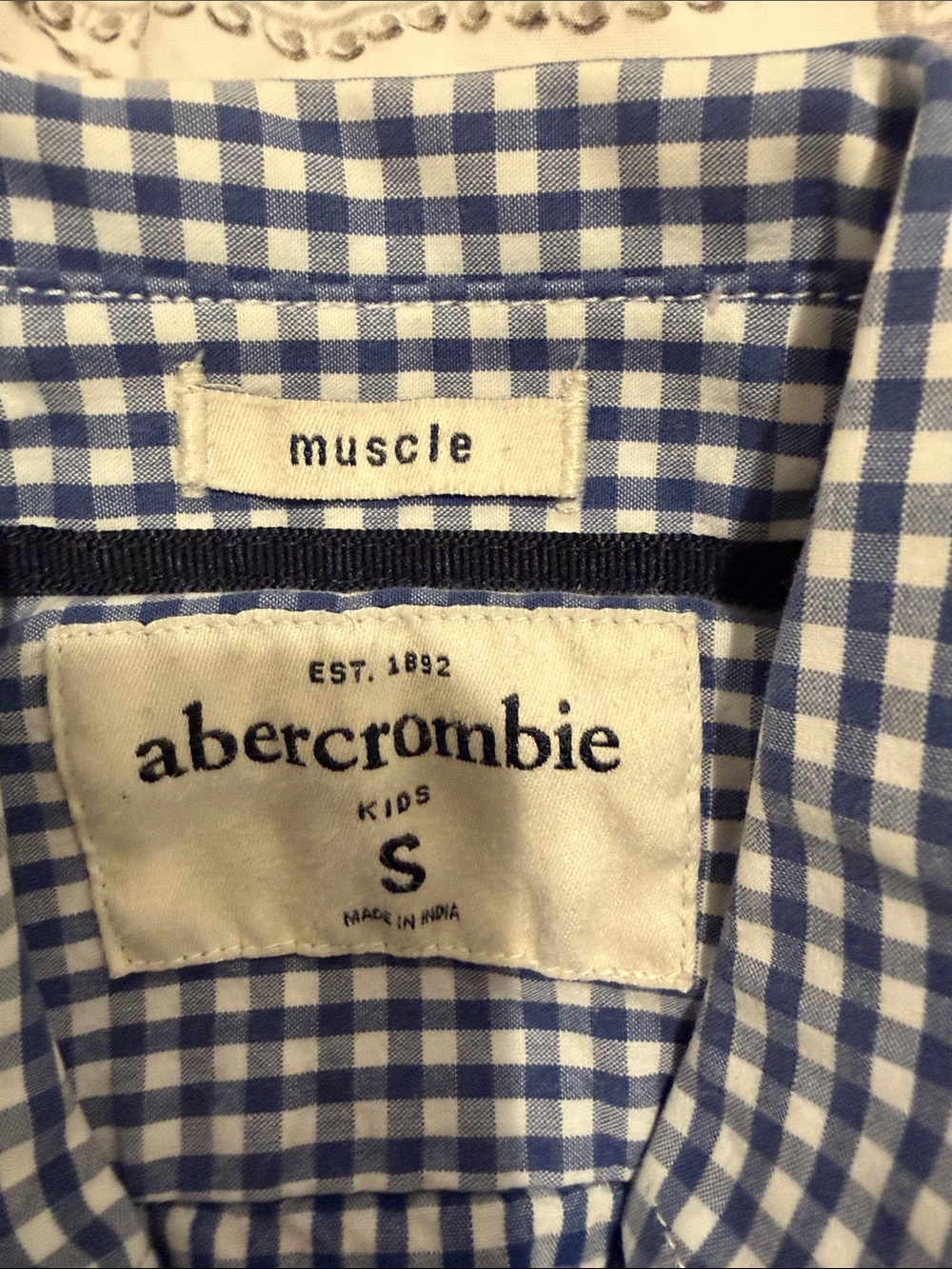 abercrombie kids Blue & White Gingham Button-Down Shirt - Picture 5 of 6
